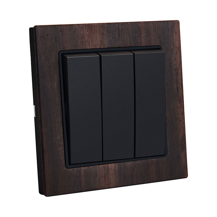 Home Wood 3 Gang 2 Way Decor Interruptor de pared