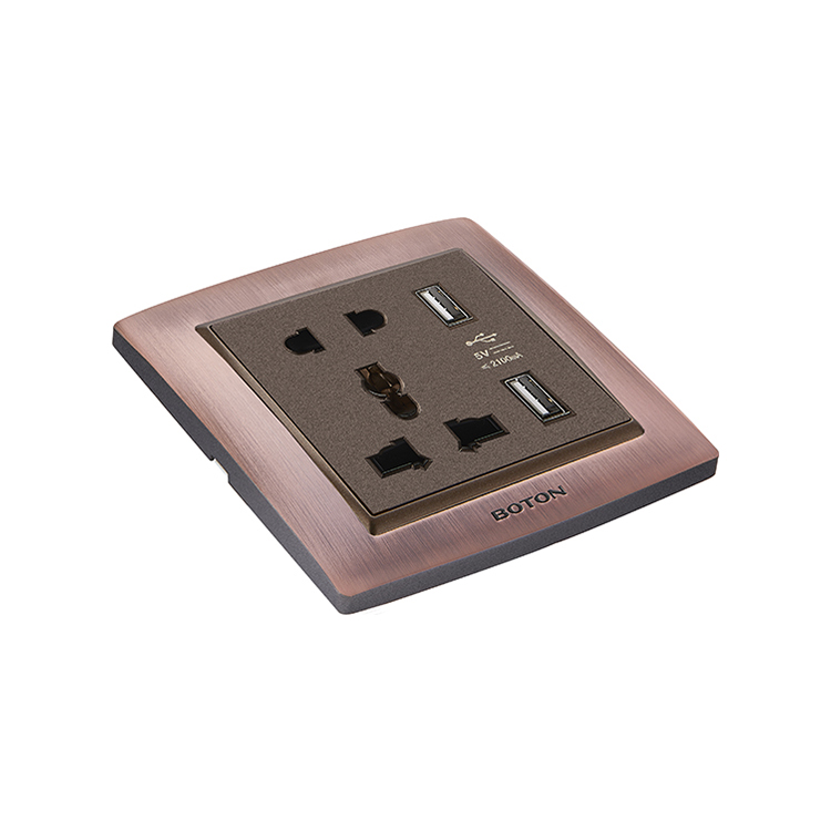 Enchufe de pared multifuncional de 5 pines con 2 cargas USB